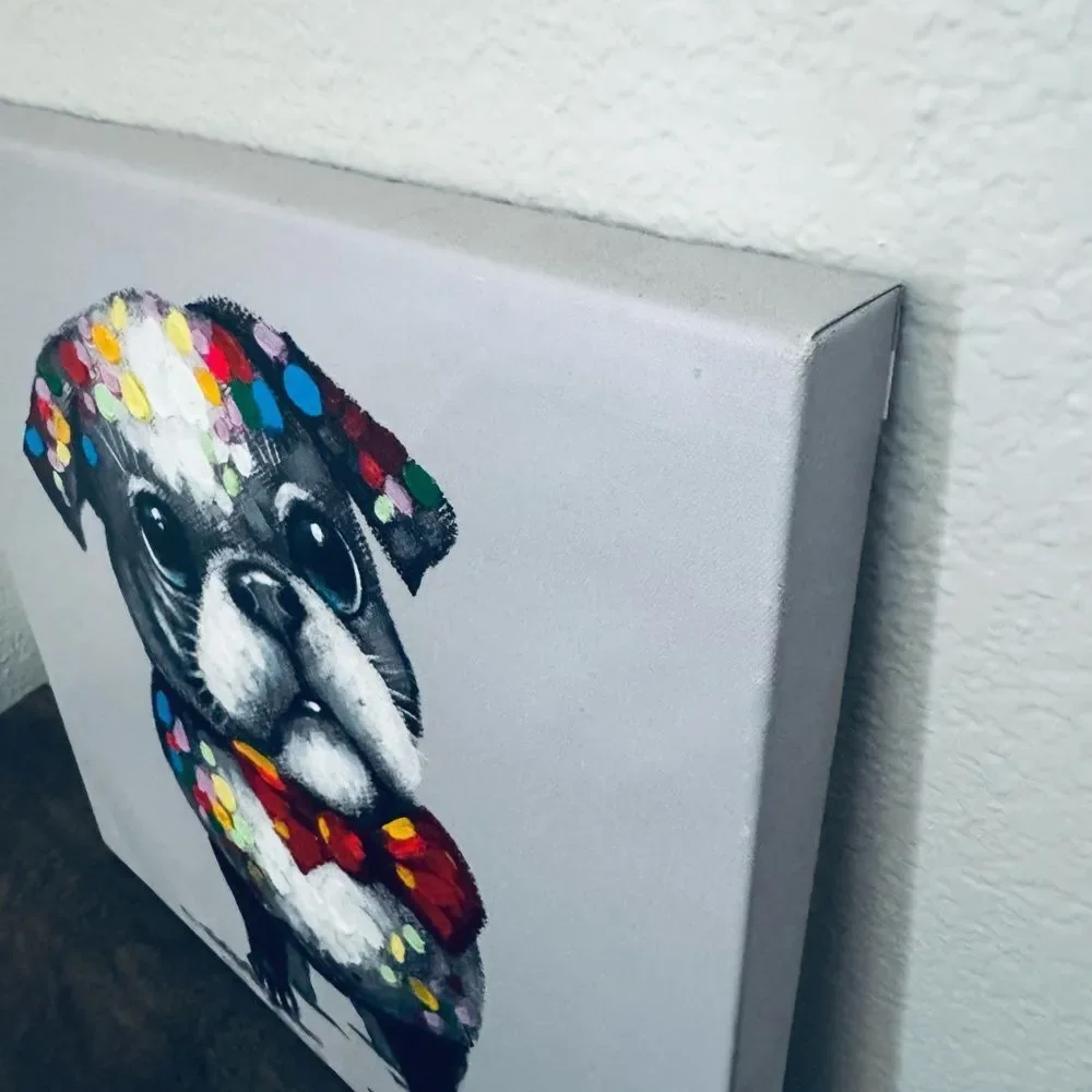 Pug Dog Portrait Bulldog Contemporary Canvas Painting Wall Art Decor
